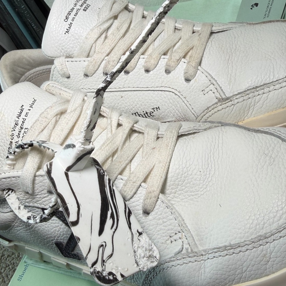 Off White Vulcanized Eco Canvas Sneakers - Picture 4 of 11